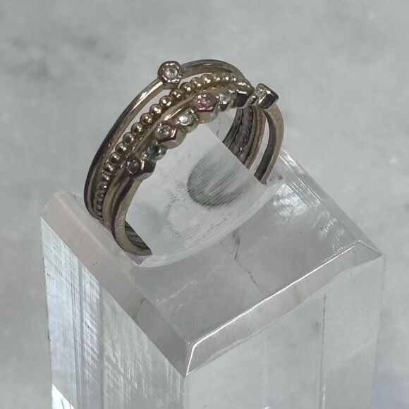 Francesca’s Adjustable Open Band Hexagonal Gemstone Beaded Silver-tone Jewelry F - Picture 2 of 3